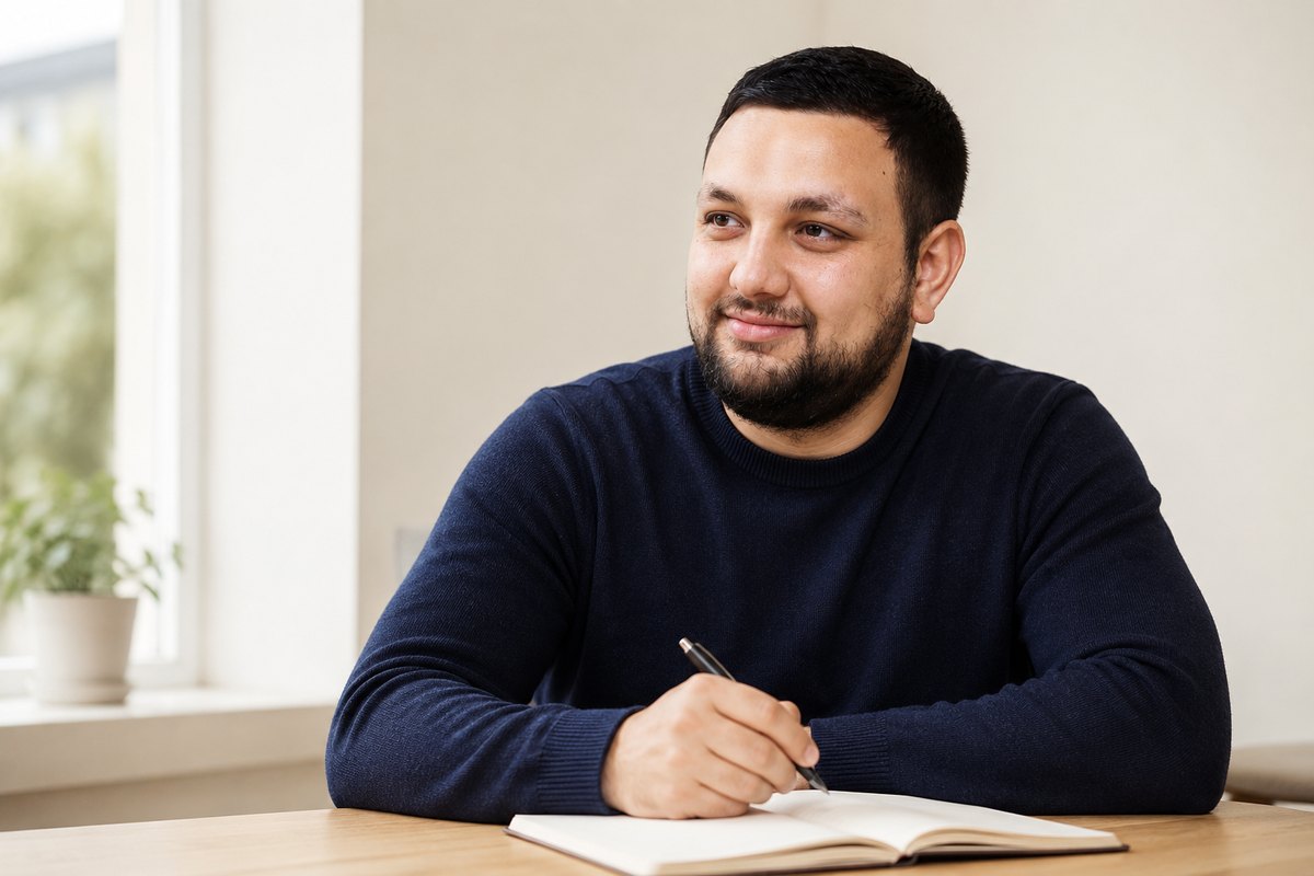 Mahmoud Tulaimat préparant une séance de cours de mathématiques